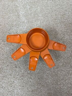 Vintage Tupperware Set of 5 Orange Measuring Cups 70s
